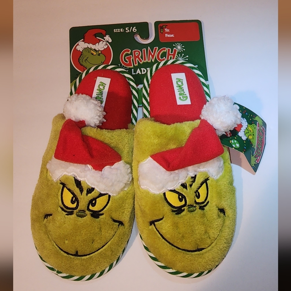 Grinch Holiday Lady Slippers - Size 5/6 NWT